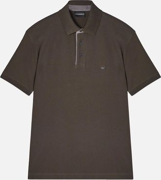 Emporio Armani Mens CONTRAST COLLAR POLOSHIRT - Brown - Size: 42