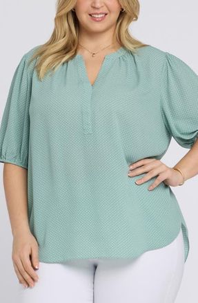NYDJ Puff Sleeve Popover Top in Valley Of Daisies at Nordstrom, Size 1X