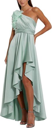 Mac Duggal Ruffled One Shoulder Cut Out Hi-Lo Gown