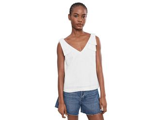 CeCe by Cynthia Steffe Bow Strap Linen Top Womens Clothing Ultra White : XL, Linen/Rayon