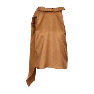 Loulou Studio Wilma Twisted Collar Top - female - Loulou Studio - Sleeveless Tops - Beige - S - Tops