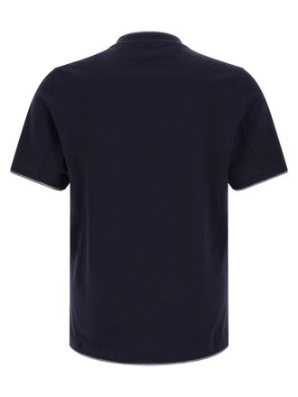 Brunello Cucinelli Double-Layer Cotton T-Shirt - Navy