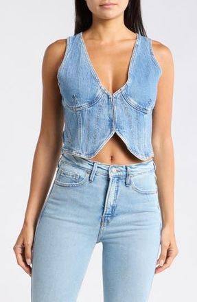 Good American Crop Denim Vest in Indigo895 at Nordstrom Rack, Size X-Large