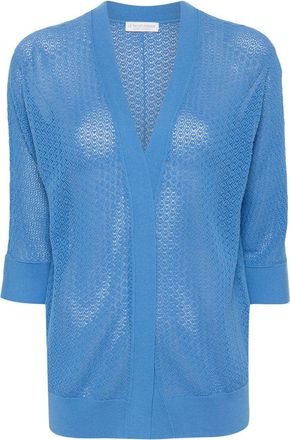 Le Tricot Perugia open-knit cotton cardigan - women - Cotton - XXXL - Blue