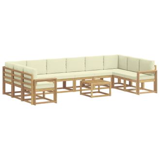 vidaXL Conjunto De Sof&aacute;s De Exterior 11 Uds. Blanco Y Crema Vidaxl