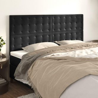 vidaXL Cabeceros 4 Unidades De Terciopelo Negro 80x5x78/88 Cm Vidaxl