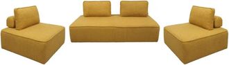 Sweeek Sof&aacute; modular en tejido borreguito, 4 plazas, mostaza