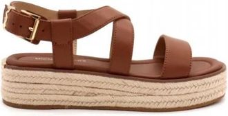 Michael Kors Lynn Espadrille Sandaal - Dames - Sandalen - Bruin - 39 EU - Leer - Schoenen