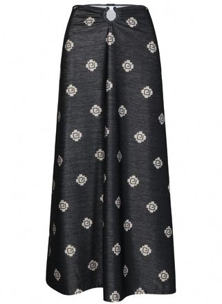 Johanna Ortiz Womens Shimmering Keel Midi Skirt In Black/ecru