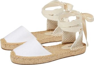Soludos Lauren Lace Up Espadrille Womens Sandals White : 10 B - Medium, Jute/Rubber