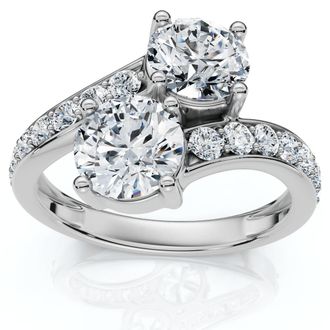 Pompeii3 2.40Ct Forever Us 2-Stone Diamond Ring 14k Gold Lab Grown EF/VS