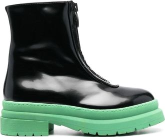 Chiara Ferragni Black CF Gummy Glossy Mint Green Sole Ankle Boots