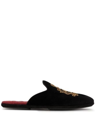 Dolce & Gabbana embroidered velvet slippers - men - Calf Leather/Calf Leather/Calf Leather - 40 - Black