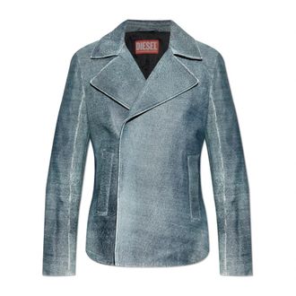 Diesel L-Werner Jas - Heren - Leren en Su&egrave;de Jassen - Blauw - XL - Leer - Jassen