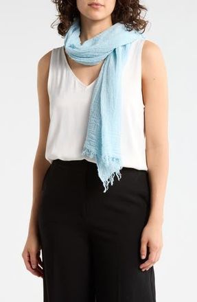 Eileen Fisher Watercolor Organic Cotton Gauze Scarf in Pale Sky at Nordstrom Rack