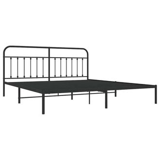 Berkfield Home Metal Bed Frame with Headboard Black 200x200 cm