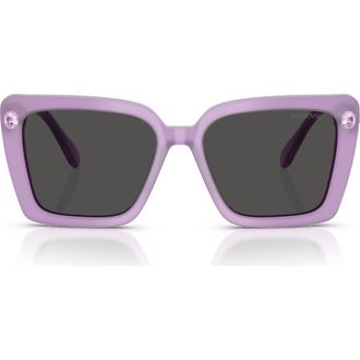 Swarovski 55mm Square Sunglasses in Milky Lilac/Dark Grey at Nordstrom