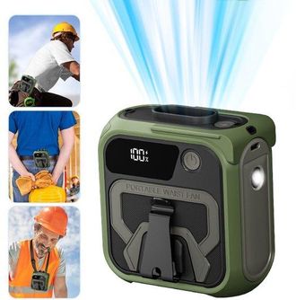 No Brand Ventilador Port&aacute;til Con Clip Para La Cintura, 5 Velocidades De Viento, Pantalla Led, Refrigeraci&oacute;n Manos Libres, Para Camping/actividades Al Aire Libr