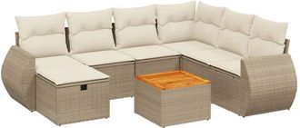 vidaXL Vidaxl - Juego De Sof&aacute;s De Jard&iacute;n Con Cojines Beige 8 Pzas Rat&aacute;n Pe