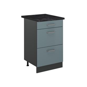 Vicco Mueble Bajo De Cocina R-line, Gris Azulado/antracita, 50 Cm Encimera Antracita, Vicco