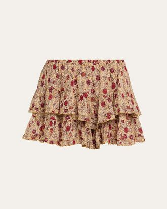 Isabel Marant Jocadia Floral Ruffled Cotton Miniskirt