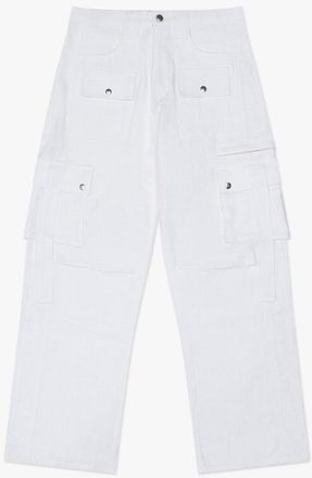 Rhude MenS White Linen Cargo Trousers, Size XS