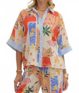 Entro Valentina Button Front Top Top In Beige