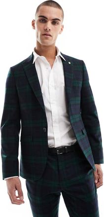 Twisted Tailor Giacca da abito verde e blu navy a quadri in coordinato-Multicolore