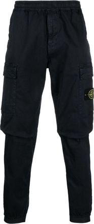 Stone Island Compass-patch cargo trousers - men - Elastane/Cotton - 30 - Blue