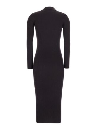 Elisabetta Franchi Womens Ribbed Knit Ajour Dress Brown Viscose