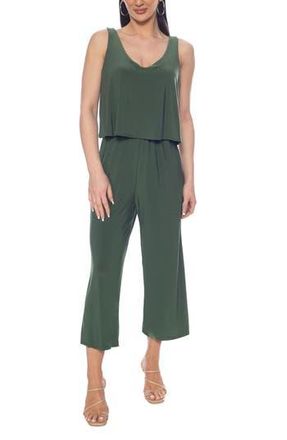 Tash And Sophie Overlay Crop Jumpsuit in Olive at Nordstrom Rack, Size Large