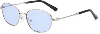 Generic Small Frame Mens Metal Sunglasses Outdoor Vacation Womens Driving Sun Glasses(Blue)