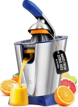 Zulay Kitchen Electric Citrus Juicer - Stainless Steel, 160W Powerful & Quiet, Interchangeable Cones