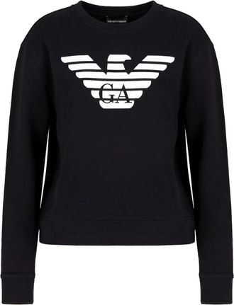 Emporio Armani Navy Blue Jersey Sweatshirt met Wit Adelaar Logo - Dames - Sweatshirts - Blauw - XS - Katoen - Hoodies & sweatvesten