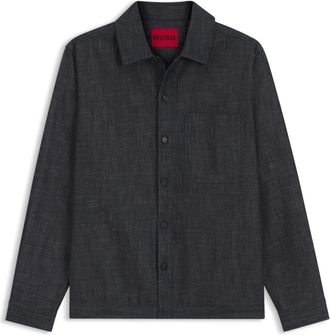 HUGO BOSS Oversized-fit Overshirt in Japanese Rigid Denim - Heren - Spijkeroverhemden - Blauw - L - Denim - Overhemden