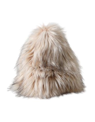 Dolce & Gabbana Beige Acrylic Fur Women Bucket Hat Polyester Modacrylic