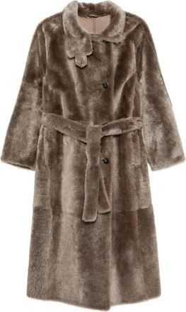 Brunello Cucinelli Bontjas - Dames - Jas met riem - Bruin - S - Jassen