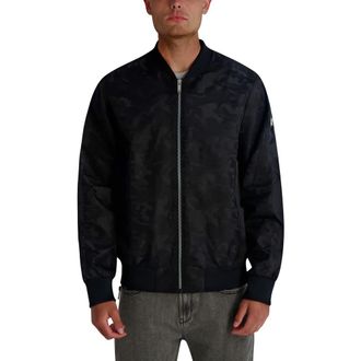 Karl Lagerfeld Camo Bomber Jacket in Black at Nordstrom, Size Xx-Large