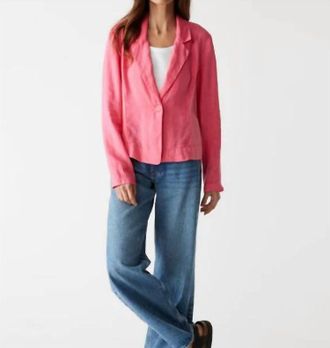Michael Stars Pearson Ribbed Mixed Blazer In Flamingo Pink