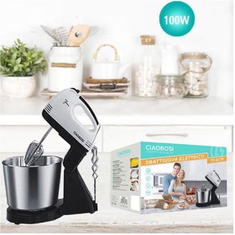 Trade Shop Trade Shop - Sbattiuova Frusta Sbattitore Elettrico Miscela 100w Con Secchio Acciaio Tx-8175