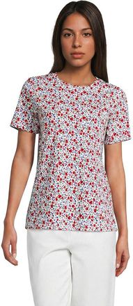 Lands End Tall Relaxed Supima Cotton Embroidered Crew Neck T-Shirt in Ivory Small Poppy Floral at Nordstrom, Size Large