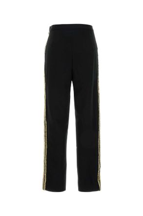 Bode Womens Black Crepe Pant Blackcream Exterior: Polyester Pantaloni