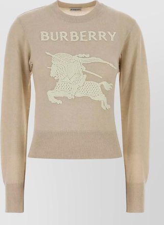 Burberry wool cotton embroidered crew neck long sleeve sweater