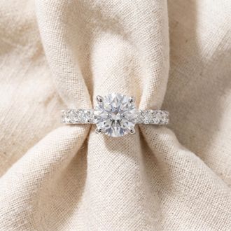 Pompeii3 Certified 3 1/4Ct TW Round Diamond Engagement Ring 14k White Gold Lab Grown