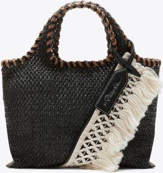 3.1 Phillip Lim Raffia Fringe Mini Market Tote in Black at Nordstrom