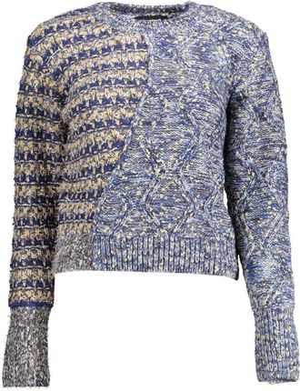Desigual Blauwe Eclectische Trui met Contrastdetails - Dames - Ronde hals truien - Veelkleurig - XL - Polyester - Truien & Vesten