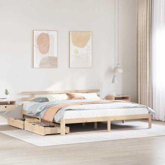 vidaXL Estructura De Cama Con Cajones Madera Maciza De Pino 180x200 Cm Vidaxl