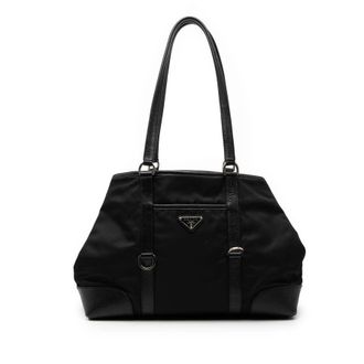 Prada Pre-owned Prada Leather Trimmed Tessuto Tote Q2X0H9M3TCDQARS4