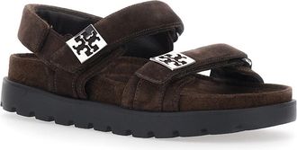 Tory Burch Womens Sandal Mellow Sport Brown Suede