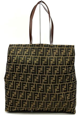 Fendi Brown Khaki Nylon Canvas Tote Bag (Pre-Owned)
